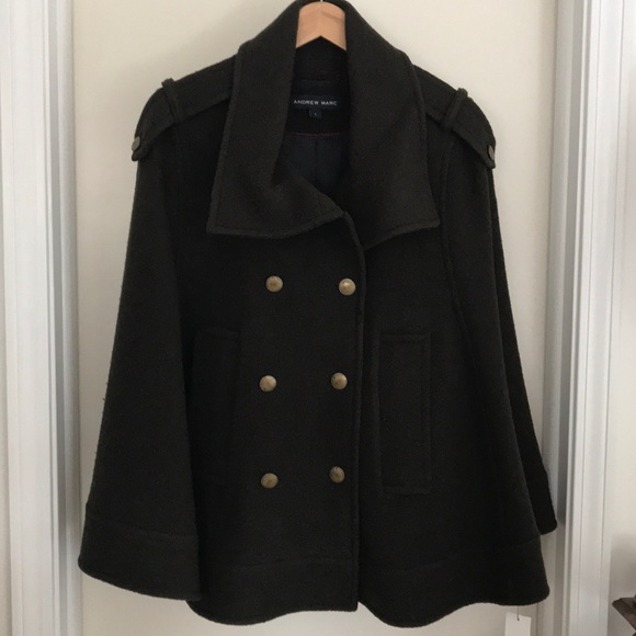 Andrew Marc Jackets & Blazers - NWT Wool cape army green L